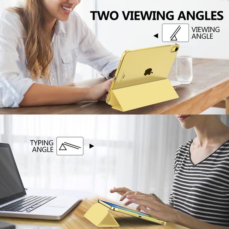 MoKo حافظة لجهاز iPad (A16) الجيل الحادي عشر 11 بوصة 2025، حافظة لجهاز iPad الجيل العاشر 10.9 بوصة 2022، غلاف ذكي رقيق من البلاستيك الصلب مع ظهر شفاف، يدعم Touch ID، استيقاظ/نوم تلقائي، أصفر فاتح - Image 5
